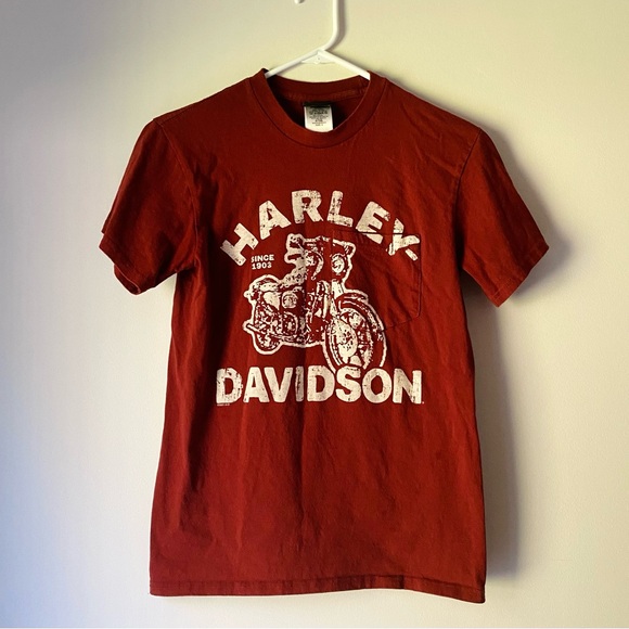 Harley-Davidson Other - Harley Davidson Men's Graphic T Shirt Maroon Red Barnes Langley BC Canada Size S